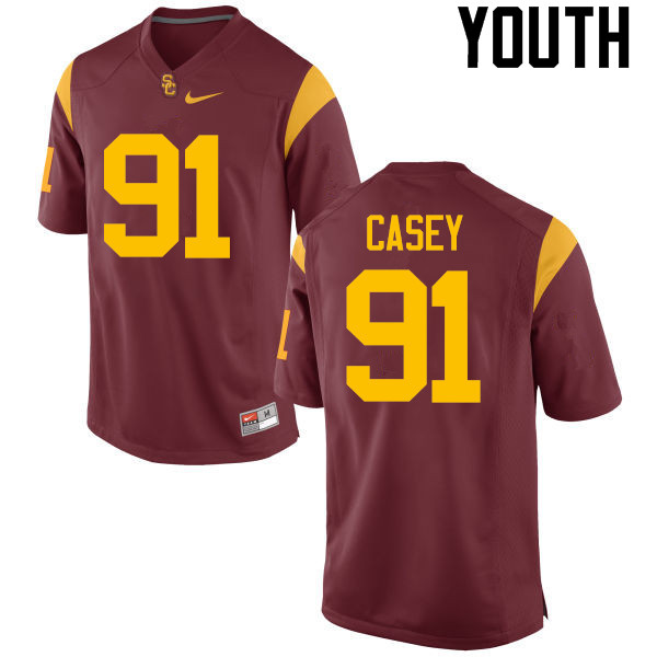 Youth #91 Jurrell Casey USC Trojans College Football Jerseys-Red - Click Image to Close